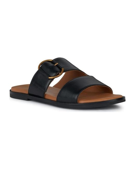 Geox Black Sliders