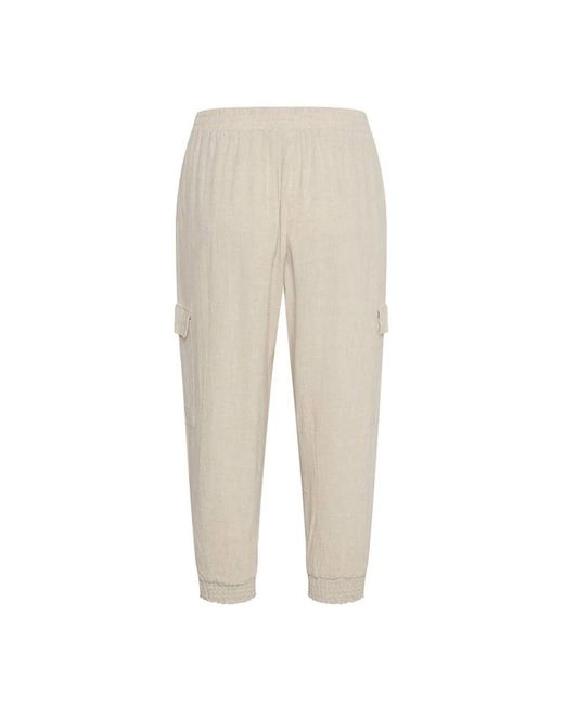 Kaffe Broeken ,Linnen Licht Zand Linnen Capri Broek in het Natural