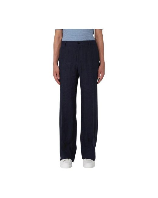 Dolce & Gabbana Elegante Leinenhose Mit Weitem Bein in Blue für Herren