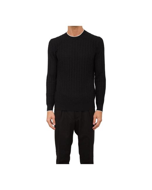 Paolo Pecora Black Round-Neck Knitwear for men