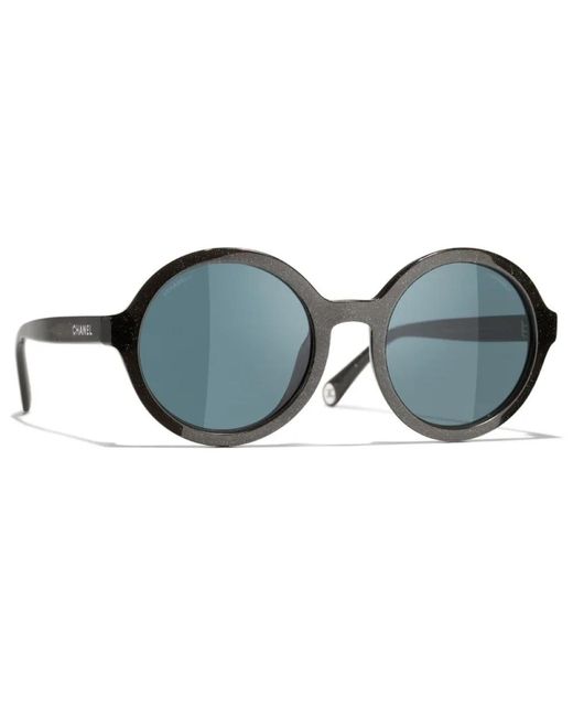 Chanel Blue Ikonoische sonnenbrille mit einheitlichen gläsern