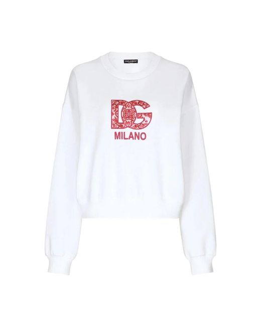 Sweat-shirt en jersey à écusson DG Dolce & Gabbana en coloris White
