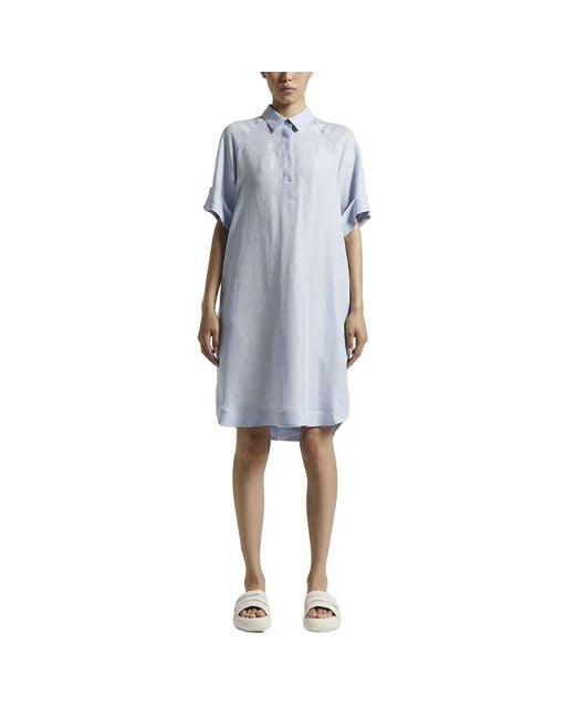Peserico Blue Viskose Leinen Midi-Kleid