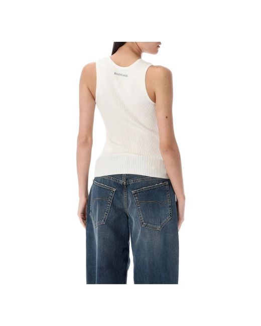 Balenciaga Blue Stretch Wool Blend Tank Top