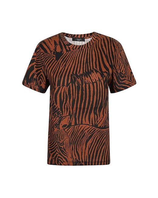 T-shirt stampata zebra in cotone di Weekend by Maxmara in Brown