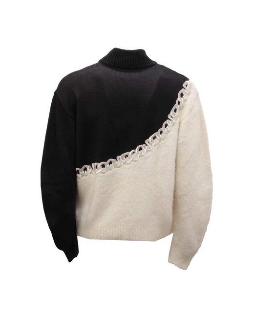 Gcds Truien & Vesten ,Zwart ,Wol Zwart/Wit/Goud Coltrui Sweater Fw 22 in het Black voor heren