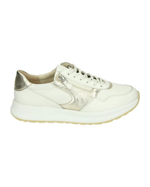 Sioux Schoenen ,Wit ,Leer Sportieve Lage Damesschoenen Wit Patroon in het White