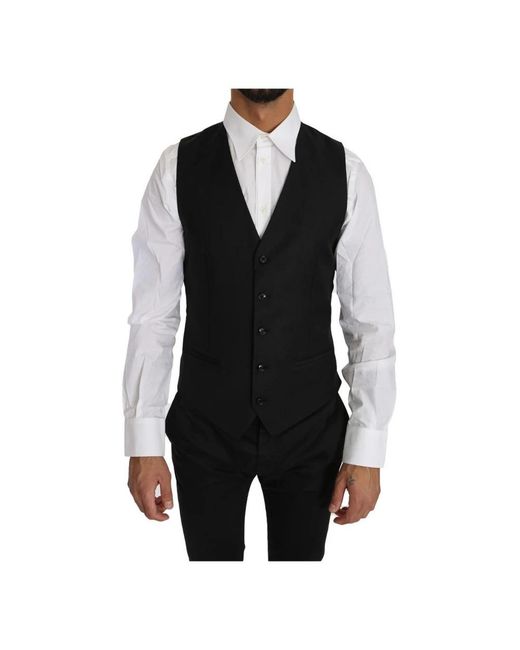 Dolce & Gabbana Black Suit Vests for men