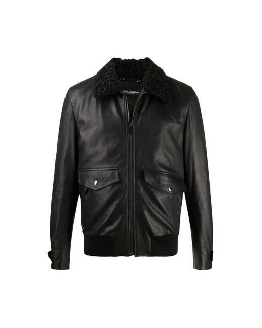 Dolce & Gabbana Leather Jackets in het Black voor heren