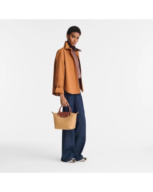 Longchamp Brown Original Faltbare Tote Tasche Mit Obergriff