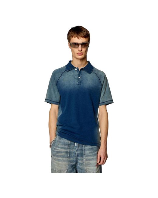 DIESEL Poloshirt in sonnengebleichter optik in Blue für Herren