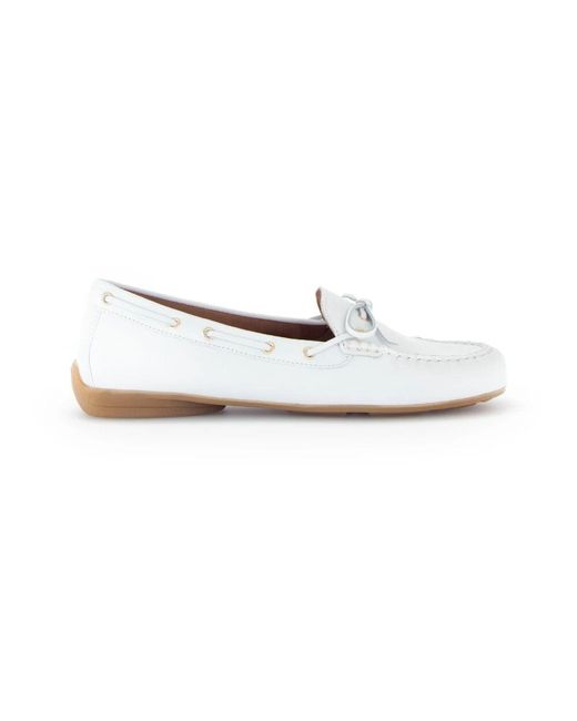 Gabor White Weiße Glatte Lederslipper