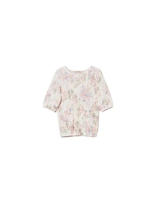 Twinset White Round-Neck Knitwear