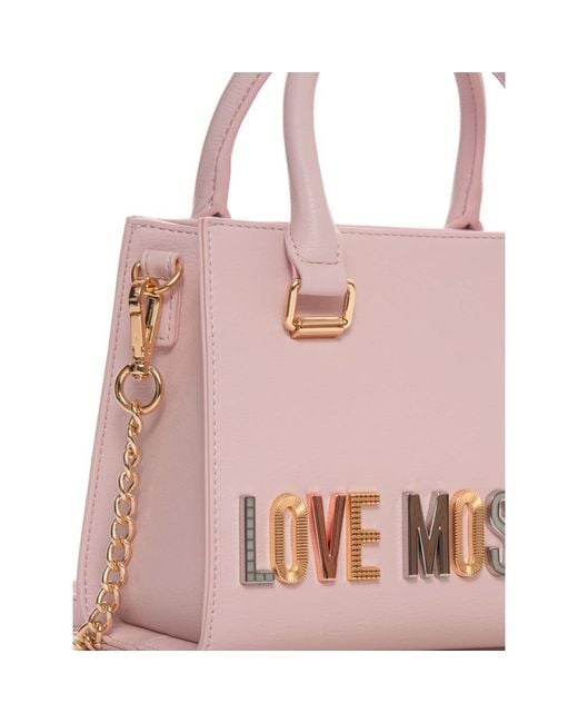 Love Moschino Pink Metallic goldene handtasche mit logo