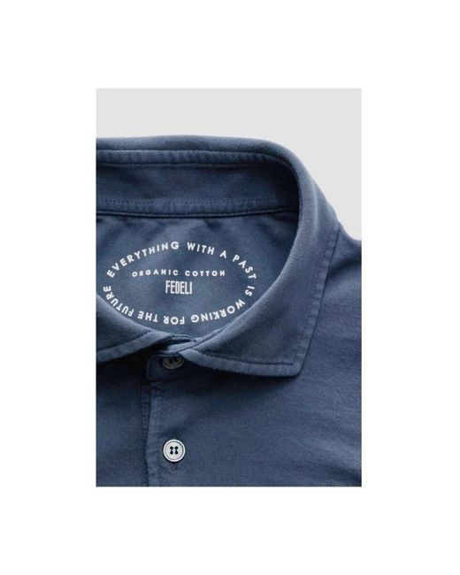 Fedeli Tops ,Blauw ,Katoen Blauw Poloshirt Met Korte Mouwen in het Blue voor heren