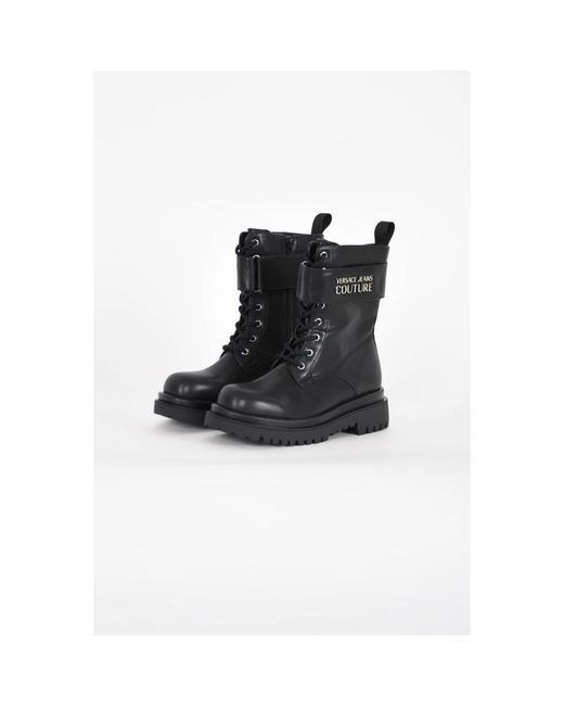 Versace Black Lace-Up Boots