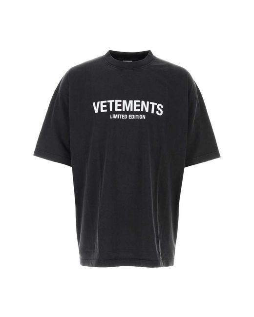 T-shirt oversize in cotone grigio ardesia di Vetements in Black da Uomo