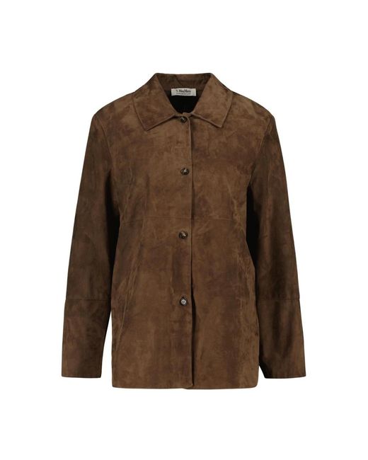 Max Mara Leren Jas in het Brown