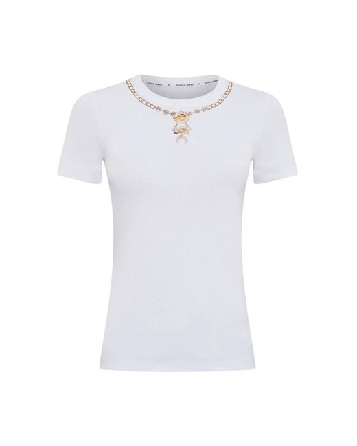 MARINE SERRE Wit T-Shirt Met Ketting-Halsketting Print in het White