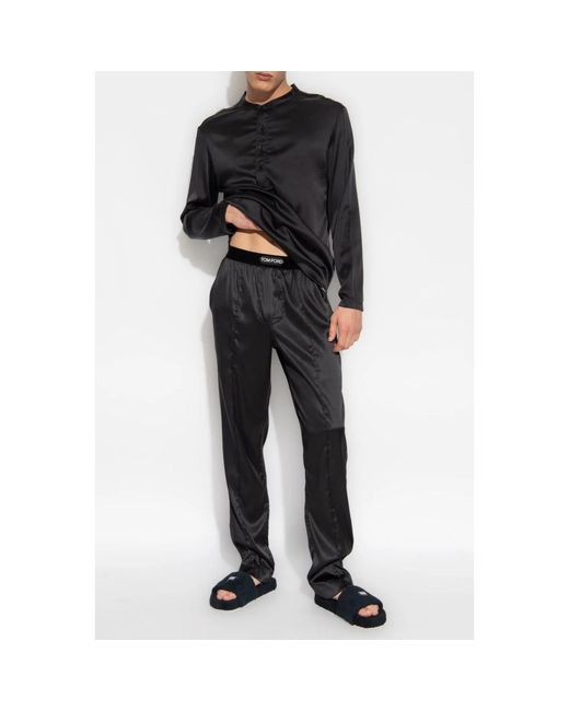 Tom Ford Nachtkleding ,Zwart ,Zijden Pyjamatop in het Black voor heren