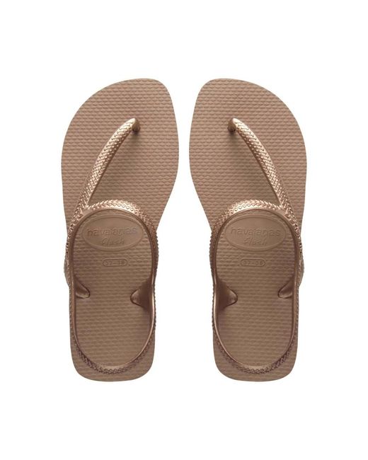 Havaianas Brown Bronze logo strap sandalen