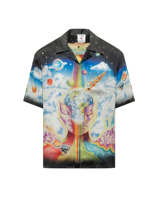 Casablanca Blue Short Sleeve Shirts for men