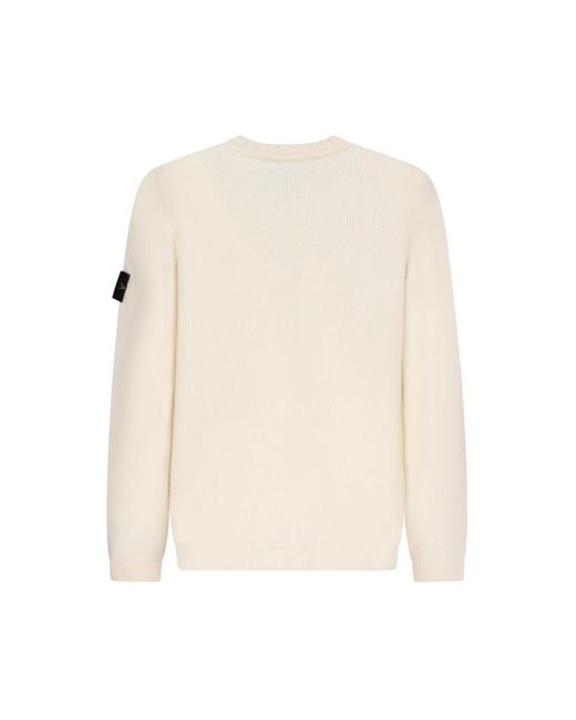 Stone Island White Round-Neck Knitwear for men