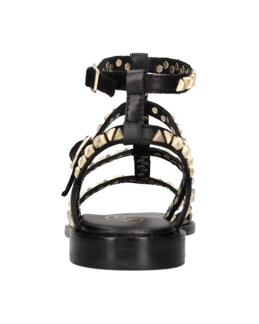 Ash Black Flat Sandals