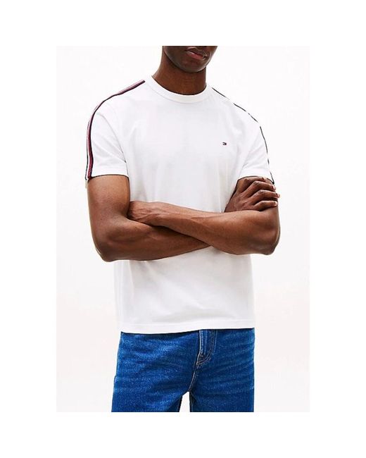 Tommy Hilfiger Global Stripe Tape Tee in White für Herren