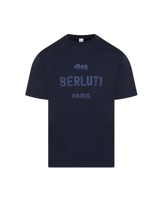 Berluti Blau baumwoll t-shirt mit logoaufdruck in Blue für Herren