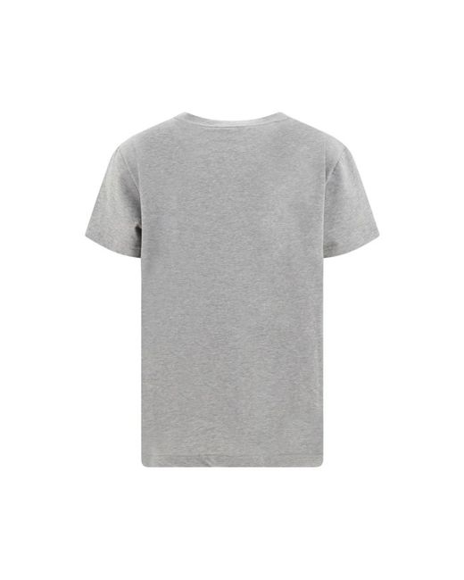 Fabiana Filippi Gray Rhinestone Crew Neck T-Shirt