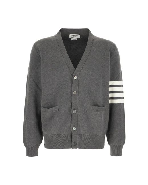 Thom Browne Truien & Vesten ,Grijs ,Katoen Stijlvolle Gebreide Collectie in het Gray voor heren
