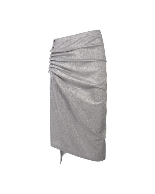 Falda midi asimétrica de lúrex plateado Rabanne de color Gray