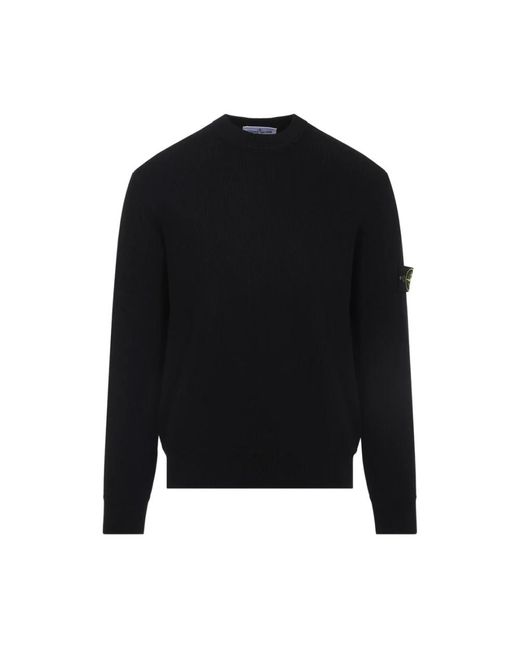 Stone Island Black Round-Neck Knitwear for men