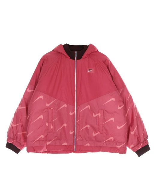Chaqueta De Plumon Para Mujer Therma Fit Icon Clash Chaqueta Con Capucha Nike de color Red