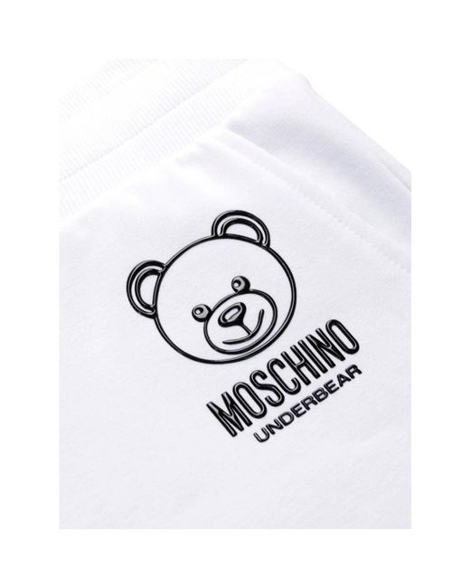 Moschino White Stretch Cotton Bermuda Shorts With Teddy Bear Motif for men