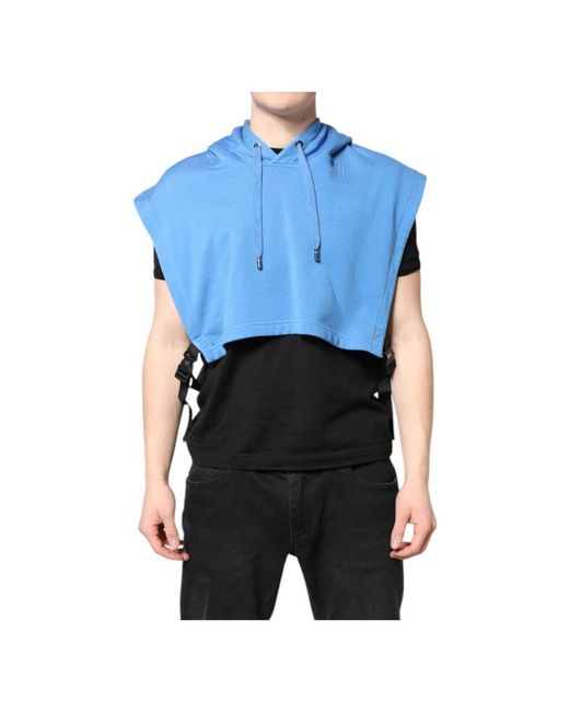 Dolce & Gabbana Jassen ,Blauw ,Katoen Blauwe Katoenen Hooded Sportvest Sweater in het Blue voor heren