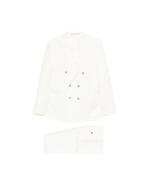 Eleventy White Double Breasted Suits for men