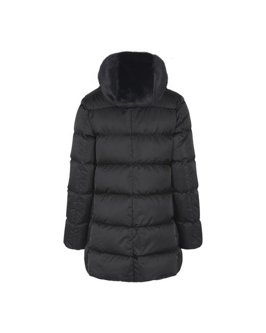 Herno Jassen ,Zwart ,Polyester Zwarte A-Vorm Raso Jas Met Pettorina in het Black