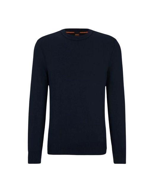 Boss Blue Round-Neck Knitwear for men