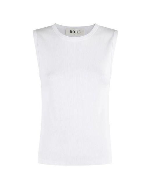 Rohe White Geripptes Tanktop Weiß Stretch