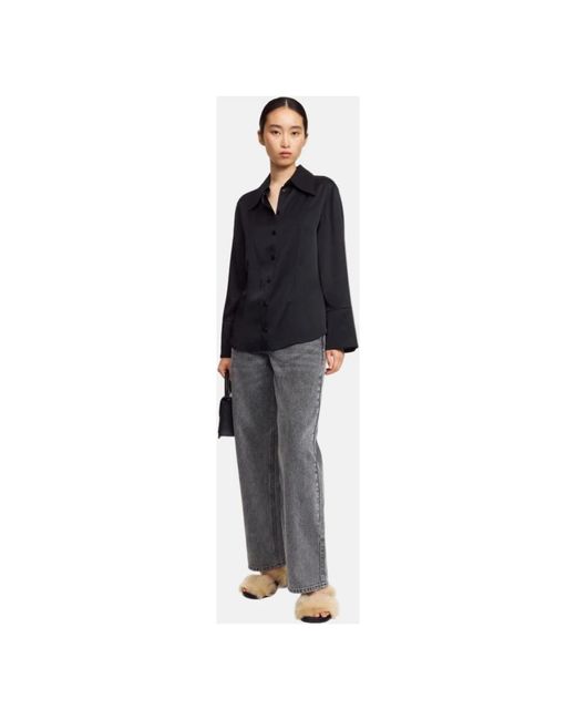 By Malene Birger Overhemden ,Zwart ,Leer Rosianna Blouse in het Blue
