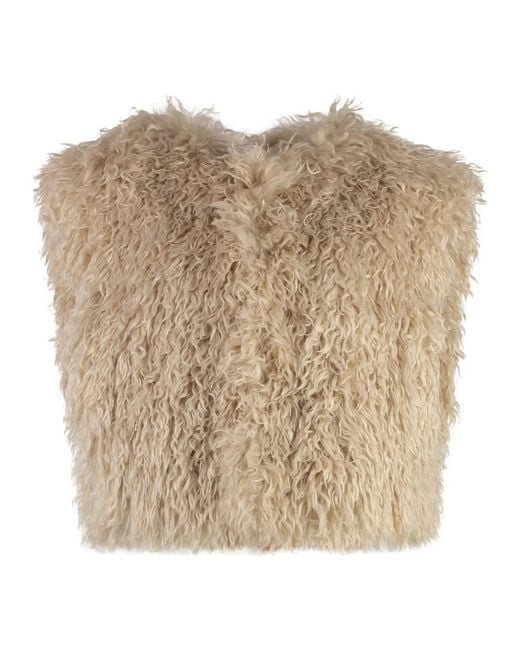 Isabel Marant Faux Fur Waistcoat With Side Pockets in het Natural