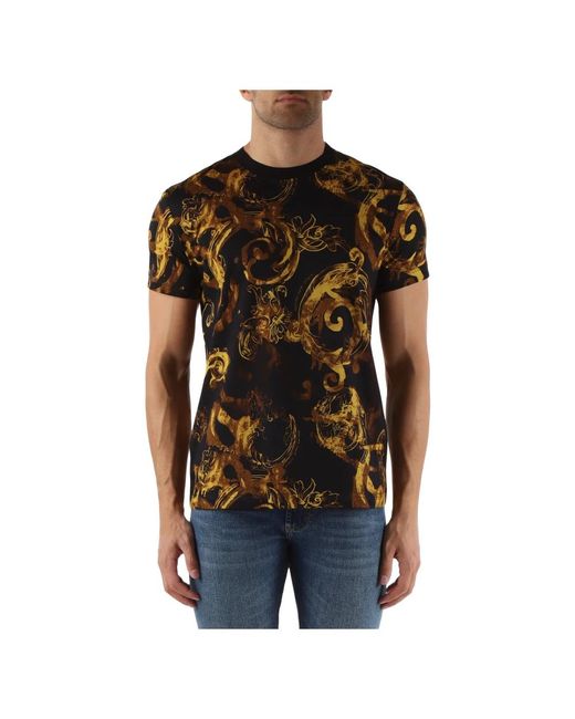 Versace Slim fit baumwoll t-shirt mit all-over print in Black für Herren