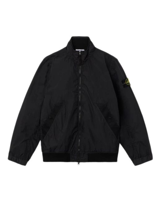 Stone Island Jassen ,Zwart ,Nylon Crinkle Reps Ny Jacket in het Black voor heren