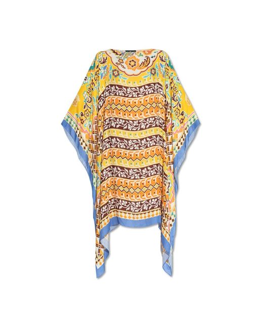 Etro Badmode ,Geel ,Leer Strandjurk in het Metallic