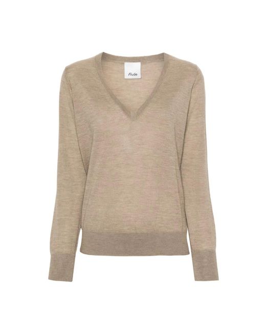 Allude Natural V-Neck Knitwear