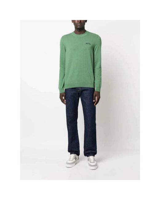 A.P.C. Green Round-Neck Knitwear for men