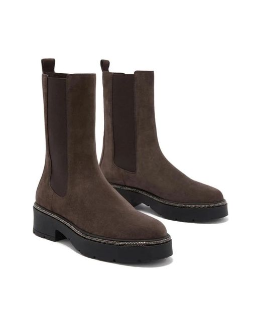 Rene Caovilla Brown Chelsea Boots
