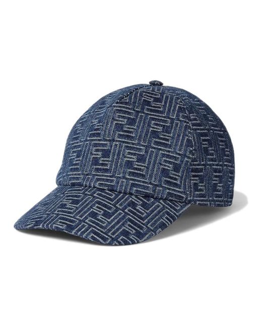 Fendi Accessoires ,Blauw ,Denim Blauwe Denim Baseballpet Gemaakt in het Blue voor heren